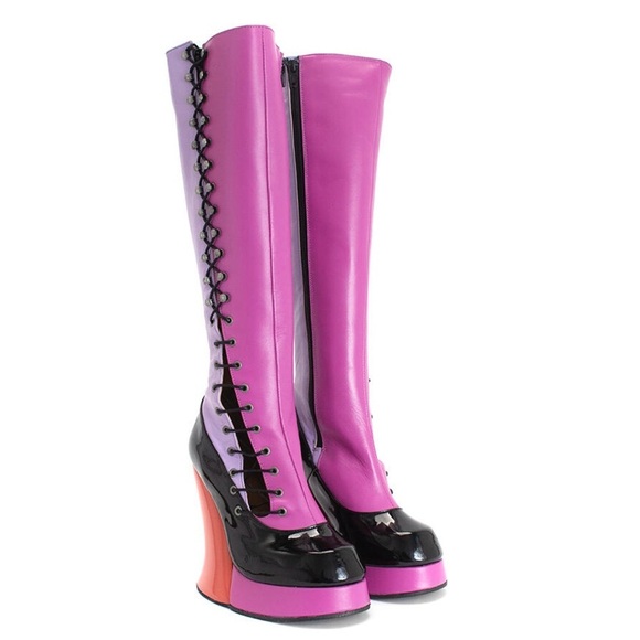 John Fluevog ULTRA VOG GRAND NATIONAL BOOT TALL PLATFORM BOOTS Size 11 - Picture 1 of 16